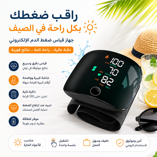 جهاز قياس ضغط الدم للمعصم –مع خاصية التحدث، ضمان 3 سنوات